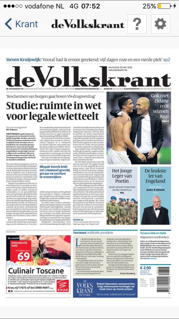 Tweet Alexander Pechtold 30052016 - artikel volkskrant legalisering wietteelt in relatie tot mensenrechten.jpg